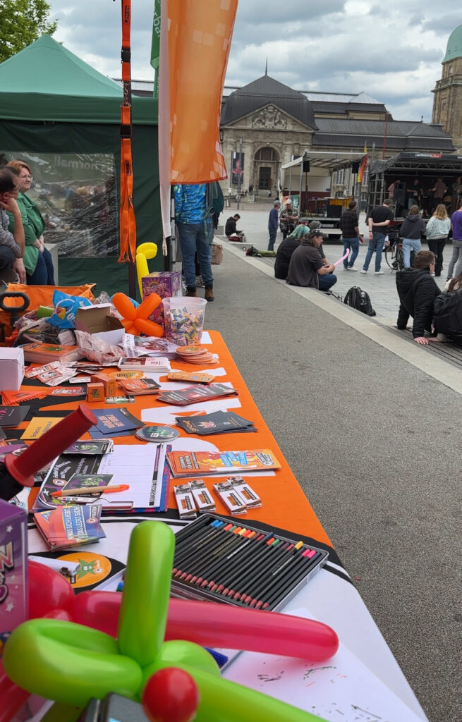 PIRATEN-Stand beim Global Marijuana March 2024 in Darmstadt.